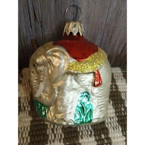 West Germany Vintage Blown Glass Elephant Christmas Tree Decoration Ornament